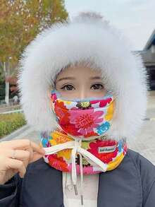 New Winter Windproof Cycling Thermal Equipment Thick Fleece Ear Protection Trapper Hat & Neck Warmer, Polyester Fiber