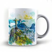 Caneca xicara Aquarela Cidade Rio de Janeiro Brasil 25