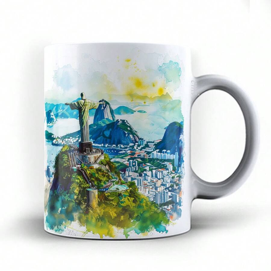 Caneca xicara Aquarela Cidade Rio de Janeiro Brasil 25