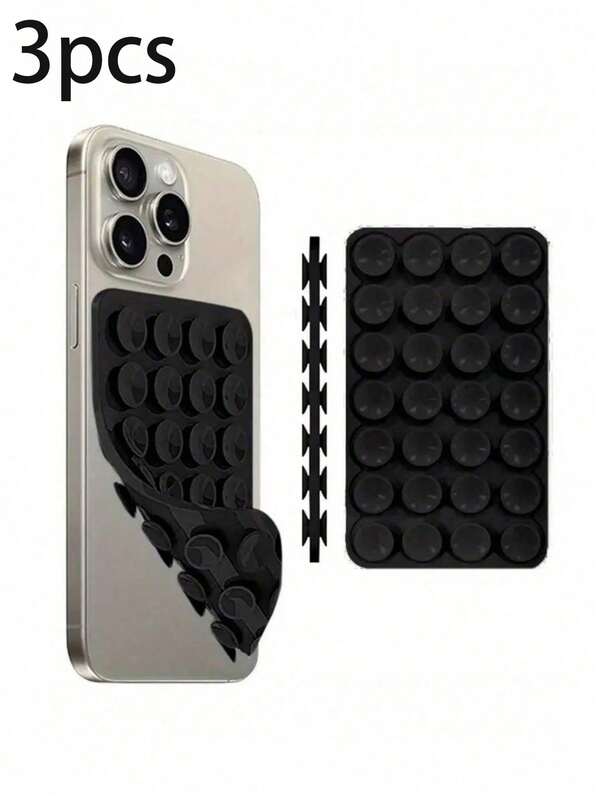3 قطع من غطاء الهاتف المربع ذو كوب الشفط السيليكوني، 28 كبسولة كوب شفط سيليكوني قوي - قبضة ثابتة للفيديو والسيلفي - متين