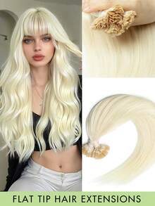 12-24 Inch 50pcs Protein Flat Tip Hair Extensions, Invisible F-Type, High Quality, Natural Look, Suitable For Thin Hair, Weddings, Daily Use, Parties, Straight Real Human Hair Extensions, Applicable For Any Occasion, Halloween Costumes - Multicolor - View 24
