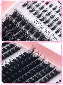 Mikiwi 100D/120D Fluffy Lash Clusters Kit With Bottom Lahses,Volume DIY Individual Lashes Eyelash Extension ,5mm/6mm/7mm Bottom Lashes Multi-Layered Dramatic Faux Mink Fluffy Eyelash Clusters 9-18mm Mix - màu đen - Xem 7