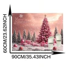 Tapete de Natal de pelúcia rosa (1 peça) para sala de estar, sala de jantar, escritório, sala de informática, quarto, tapete para todas as estações.