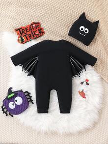 2pcs/Set Baby/Toddler/Halloween/Children Long Sleeve Rompers - Black - View 2
