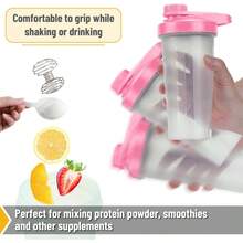 Shaker Bottles Protein Mixes - 28 Oz Blue Protein Shaker With Wire Whisk Ball - 粉色 - 查看 4
