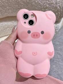 1个3D卡通可爱小熊和小猪图案保护壳，兼容 15 Pro Max、16 Pro、14、13、11、12，防震且高品质，是送给亲戚、朋友、家人、情人节的绝佳礼物。 - 粉色 - 查看 4