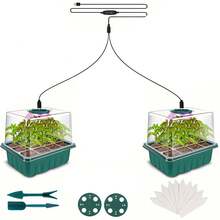 Yogle Plants Seed Starter Trays With Grow Light 12 Holes Per Tray Nursery Pots Lamp USB Powered Full Spectrum LED Growing Lights For Indoor Plant Seedling Flowers Greenhouse Trays