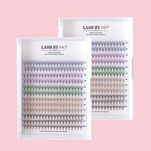 1 Box 240pcs Colored Pre-Fanned Pointed False Eyelashes. Medium-Long Lashes, Handmade Cluster, Mixed Length 12mm, Individual Lashes, Fake Eyelashes - D - View 6