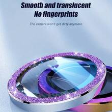 BOLLYMORE 3片装紫色闪光彩色相机镜头保护膜，带金属环，适用于 17 Pro Max / 17 Pro / 17 Air / 17 / 13 / 14 / Pro / Max / 15 / 16 Pro Max，生日礼物，家居礼物，闪亮镜头保护膜，手机配件 - 紫色 - 查看 5