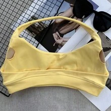 Women Sports Bra, High Impact Camisole Top, Supportive Fitness Activewear, Seamless Workout Shirt, Yoga Bra - Butter Yellow - View 5