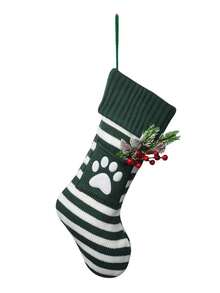 1pc Christmas Stockings Stripe Knitted Christmas Socks Xmas Gift Candy Bag Christmas Tree Fireplace Hanging Sock Winter Holiday Family Party Decorative Stocking Ornaments Home Decor Christmas Decorations Room Decor