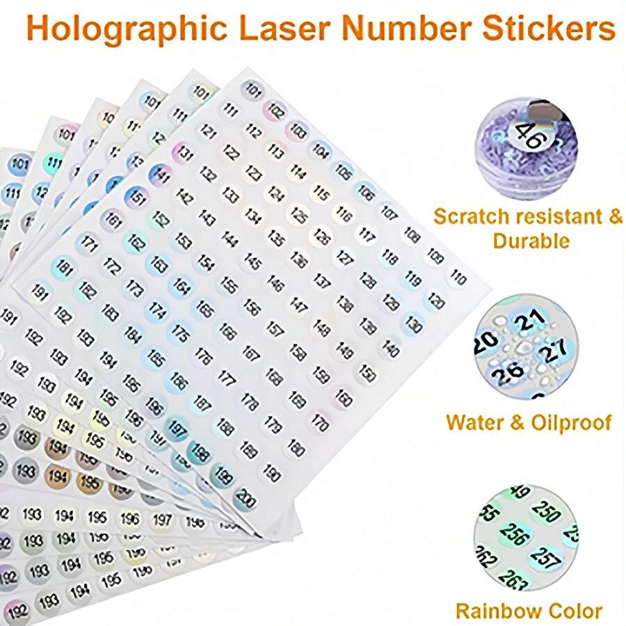 1-200 Etichette adesive numeriche per smalto per unghie, gel colorato, vernice, strumento per manicure, classificazione per ufficio