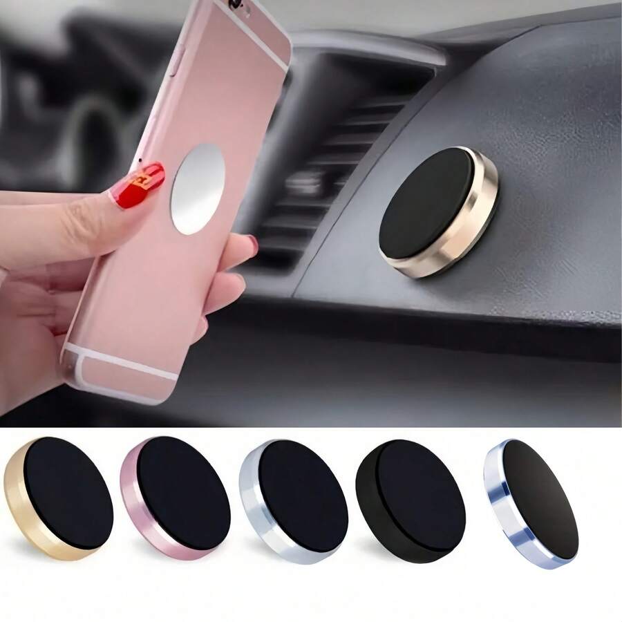 1 pieza Soporte magnético universal redondo para teléfono de coche, con tecnología de absorción magnética fuerte para sujetar firmemente tu teléfono incluso en caminos con baches. Fácil instalación pegando la almohadilla en el salpicadero u otras superficies, proporcionando una portabilidad conveniente para tu experiencia de conducción.