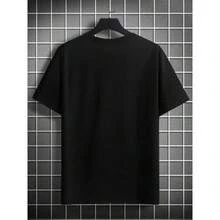 Camiseta De Manga Corta Para Hombre Con Letras Impresas En Talla Grande - Negro - Ver 2