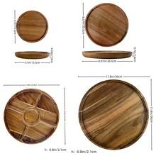 1 Peça Bandeja de Estilo Rústico de Madeira de Mimosa - Cesta de Armazenamento Redonda de Madeira, Adequada para Lanches, Frutas e Sobremesas | Organizador de Cozinha e Acessório de Decoração para Sala de Jantar