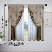 2 piezas de cortinas beige con bolsillo para barra, adecuadas para dormitorio, oficina, cocina, sala de estar, estudio y decoración del hogar. Fácil instalación, duraderas y esenciales para la decoración de la habitación. - Multicolor - Ver 19