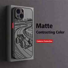 Funda de TPU suave transparente mate para Apple 16 15 14 13 12 11 8 XR XS Pro Plus, funda de teléfono con patrón de arte de carreras genial - Colores mixtos - Ver 5