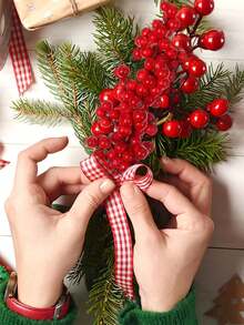 8pcs Christmas Artificial Red Berry Decorations, Red Fruit DIY, Artificial Red Berry Stems Christmas Fake Plants Berry Pine Branches DIY Christmas Decorations Christmas Tree Decorations Red Fruit Christmas Tree Home Decor Room Decor Winter