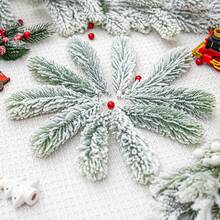 Artificial Flocking Pine Needles Branches Fake Tree Branches DIY Leaves For Christmas Wreaths Accessories Party Holiday Decor