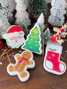 4pcs Christmas Sponge Cleaning Brushes - Washable, Reusable, Durable Kitchen & Bathroom Sponges With Festive Santa & Reindeer & Christmas Tree & Gingerbread Man Designs,For Holiday Cleaning & Home Decor, Christmas Party Favors