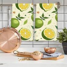 2/4 Paños de cocina con estampado de limón, paños de microfibra súper absorbentes y modernos, paños de té para cocinar y hornear, trapos de limpieza, toallas de mano, muy suaves y absorbentes, decoración de cocina, regalos para vecinos, madres, cumpleaños, inauguración de la casa para amigos, artículos esenciales de cocina, necesidades diarias