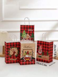 12pcs/Pack Christmas Party Gift Baking Candy Cookie Bags, Assorted Christmas Christmas Decorations Christmas Pajamas Christmas Gifts Christmas Decor