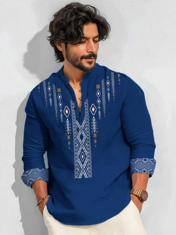 Camisa de manga larga elegante y sencilla para caballero, casual de negocios