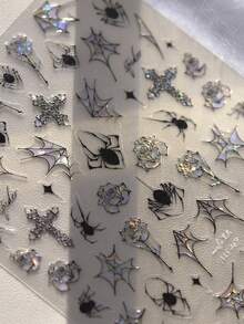 1pc 5D Halloween Nail Stickers High Quality Exquisite Spider Pattern Nail Art Stickers DIY Nail Stickers - Multicolor - View 2