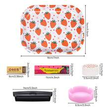 11 peças/Conjunto Kit de Acessórios para Fumar, Inclui Bandeja, 5 peças de Papel de Sabor de 110mm, 2 peças de Filtros, Máquina de Enrolar, Cinzeiro Rosa, Papel de Sabor de Camada Única, Várias Combinações de Padrão e Sabor, Adequado para Halloween, Natal