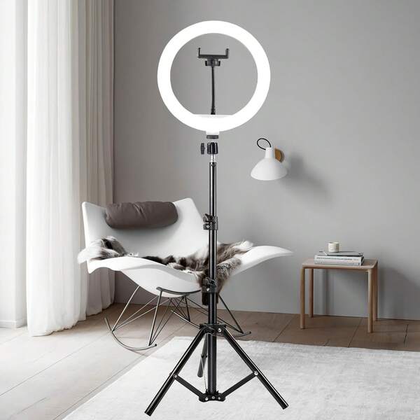 10-Inch Live Streaming Floor Stand Lamp, Live Broadcast, Selfie, Beauty Photography Suitable For Photography, Video Recording, Live Streaming, Zoom Meeting, Vlogging, With Stand Selfie Light Phone Light Ring Light With Stand