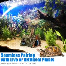 1件仿真树桩水族箱装饰品，树脂鱼缸摆件，带躲藏洞穴，适合鱼类、乌龟和其他水生宠物，仿天然木纹设计，营造生动的水下景观并提供庇护所。