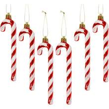 12 件 5.5 英寸闪亮红色拐杖糖圣诞树挂饰，塑料拐杖糖挂饰，适合圣诞节家居装饰和礼物 - 紅色 - 查看 8