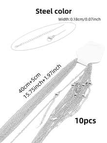 10/100 件不锈钢 O 型环链、扁平十字项链、颈链、DIY 珠宝配件 - 彩色 - 查看 2