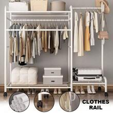 Heavy Duty Double Clothes Rail Rack Garment Hanging Stand Wardrobe Shelf - White - View 2