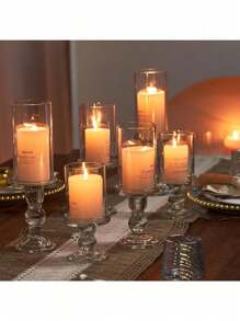 1 Peça/1 Conjunto Suporte de Vela de Vidro, Suporte de Vela Transparente, Castiçal Decorativo, Castiçal de Cristal com Base Redonda, para Suprimentos Casuais Diários de Festa, Velas Brancas, Simples, Elegante, Atmosférico, Velas Românticas para Casamento e Mesa, Pode ser Usado em Festa de Aniversário, Cafeteria, Sala de Estar, Sala de Jantar, Quarto, Banheiro, Escritório