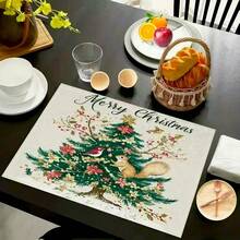 4件套圣诞主题餐垫，以简约的圣诞树和松鼠图案为特色，饰有圣诞球和鲜花，适合日常用餐、节日餐桌装饰、厨房装饰和家庭聚会装饰。它也是节日餐桌装饰的绝佳选择，最适合圣诞节使用。 - 彩色 - 查看 1