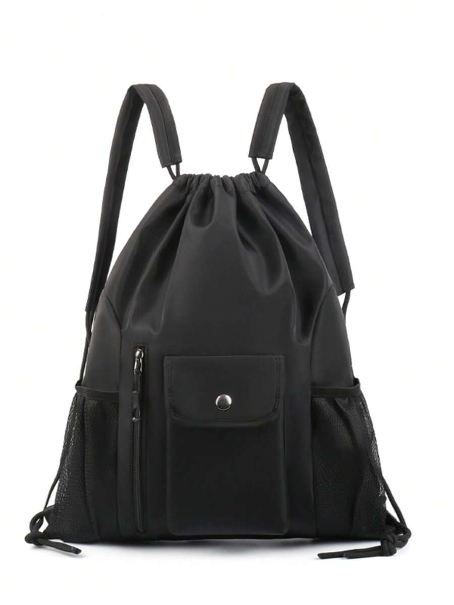 New Waterproof Nylon Drawstring Backpack, Lightweight Outdoor Casual Sports Bag With Adjustable Shoulder Straps, Suitable For Men, Versatile For Travel, Shopping, Fitness, All Seasons