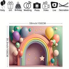 Phông nền chụp ảnh Cầu Vồng Bóng bay Tiệc sinh nhật Trang trí bánh Nền Banner Nền đập bánh Banner tắm Đạo cụ chụp ảnh Đạo cụ chụp ảnh trong buồng chụp ảnh Vinyl - Nhiều màu - Xem 5