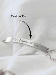 Personalized Bracelet,Fashion Engraved Name Letter Curved Bracelet For Women Men,Personalized Double-Sided Engraving Bracelet,Couple Gift Handmade Wrist Accessories Gift,Friendship Gift Birthday Gift,Halloween, Christmas Gifts - Multicolor - View 9