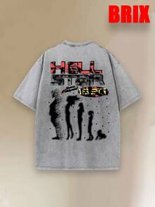 Uaddw Brand Y2K, [Retro Cotton T-Shirt]High-Quality 100% Cotton Men's Retro-Style T-Shirt Featuring A Brain Skull And Human Evolution Silhouette Pattern, Washed Short-Sleeve, Street Style, Funny Graphic Tees For Men, Fashionable And Versatile Casual Wear, Camiseta Para Hombre. - Xám - Xem 3