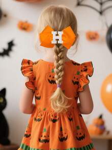 1个5英寸26颗A-Z珍珠字母个性化发夹，适合女孩，可作马尾辫发圈，适用于节日派对、毕业典礼、开学第一天、课堂等场合。 - 橘色 - 查看 7