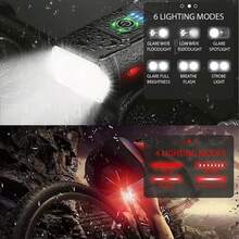 NetHong New Mountain Bike Lights USB Rechargeable Bicycle LED Torch Front Rear Lamp Set UK - Black - View 4