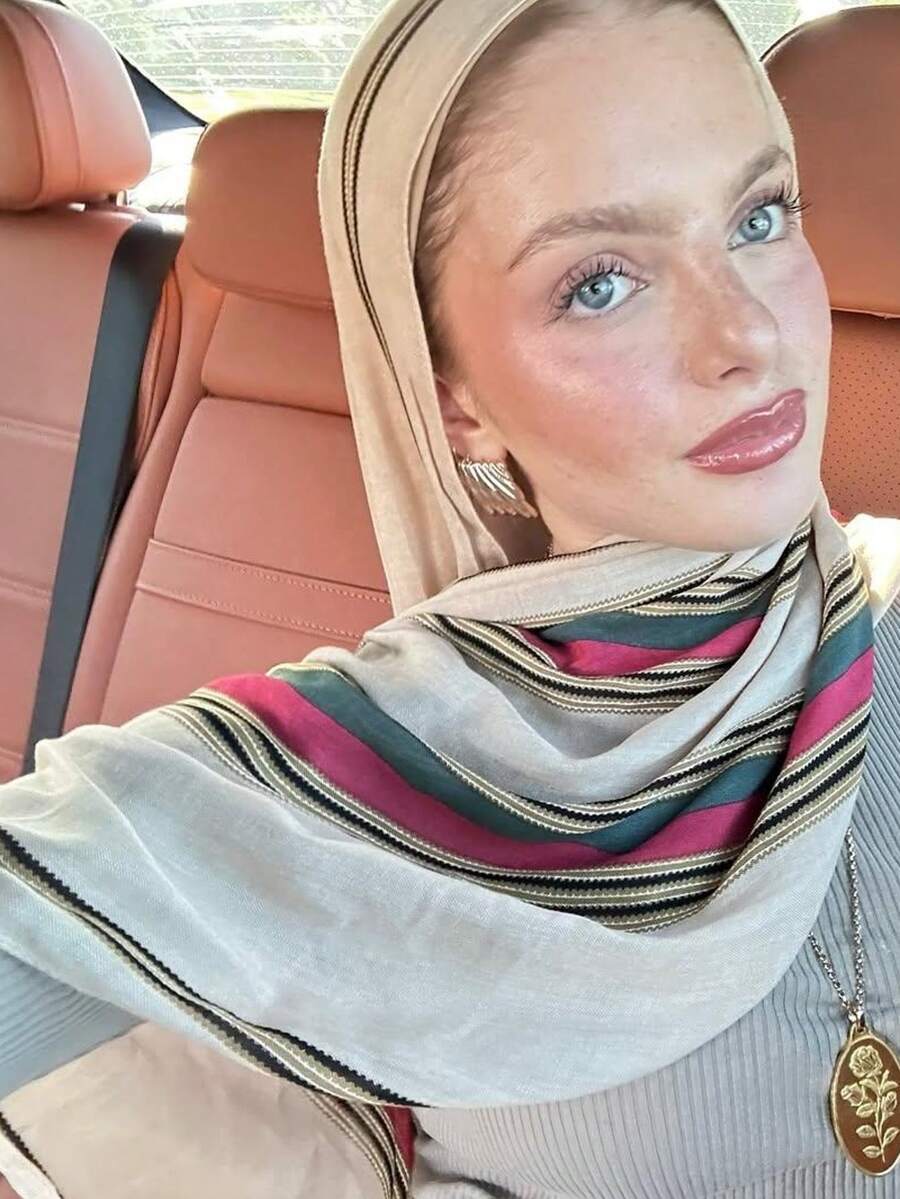 1 Khăn trùm đầu in màu nước, thời trang và thanh lịch đa năng dành cho phụ nữ, chất liệu in một mặt nhẹ, khăn trùm đầu Hồi giáo, phù hợp cho mọi mùa, mặc hàng ngày hoặc mặc Abaya