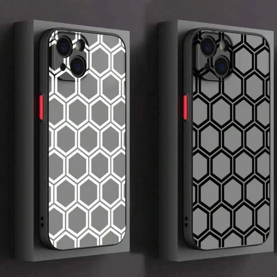 Black Carbon Fiber Design Protective Case For Apple 16, 15, 14, 13, 12, 11, 8,, XR, XS, Pro,, And Plus, With Latex Transparent Matte Surface And Soft TPU Material. - 混合顏色 1 - 查看 1