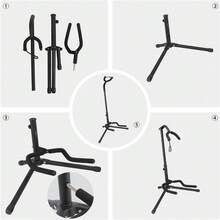 Height-Adjustable Folding Guitar Stand With Secure Support For Acoustic, Electric, Back-To-School, Bass, And Banjo Guitars, Durable, Black - 預設 - 查看 7