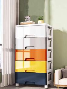 1pc Multi-Layer Drawer Storage Rack, Multi-Functional Storage Cabinet, Movable With Pulleys, Plastic Material, Used For Toy Storage, Home Storage Box, Bedside Table, Living Room Decoration, Bedroom, Bathroom Storage, Kitchen Use - Multicolor - View 4
