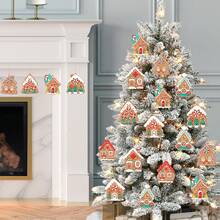 8/16 pièces Décorations de maison en pain d'épices pour sapin de Noël, décorations de Noël à suspendre pour sapin de Noël, décoration de maison en pain d'épices, sapin de Noël, Père Noël, décorations de Noël, cadeaux de Noël