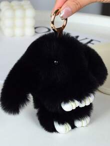 1个钥匙扣,毛绒兔子钥匙扣,适用于女士包包挂钩、钥匙扣挂钩、手机DIY挂钩、背包挂钩,可爱逼真的水獭兔毛绒可爱兔子钥匙扣,兔子配件,包包配件,汽车钥匙扣挂钩 - 彩色 - 查看 20