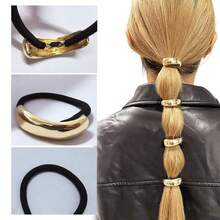 4 piezas Sujetadores de cola de caballo con niveles de metal, Set de lazos para el cabello en arco dorado, Diseño de peinado de cola de caballo con capas, Adecuado para uso diario, fiesta y vacaciones, Accesorio para el cabello, Accesorios para el cabello, Accesorios, Accesorios para el cabello para mujeres, Otoño, Viaje, Herramientas para el cabello, Accesorios para mujeres, Cosas para el cabello, Cabello rizado, Scrunchies, Scrunchie, Scrunchies para el cabello, Accesorios para el cabello rizado