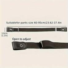 Invisible Belt, Slouchy Elastic Waistband, Women's Adjustable Buckle, Men's Elastic Jeans, Pants Belt, Waist Tightening And Waist Cinching Device, 1pc Summer, School Fall, Autumn, HalloweenHome Decor, Party Storage, Christmas Storage, New Year Storage - 黑色 - 查看 3